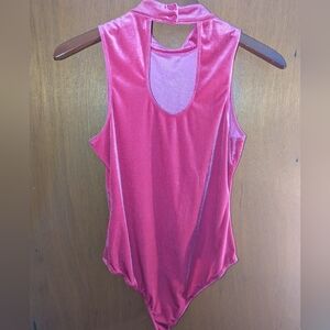 Pink Velvet Sleeveless Bodysuit